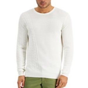 NWT Alfani Men's Geo-Stich Sweater, Created for Macy's, Ivory, Size XL